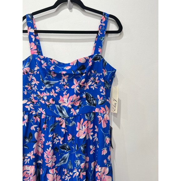 NEW Women's Eliza J Size 16 Floral Tiered Maxi Dress, - Blue MSRP $168 - Picture 4 of 12